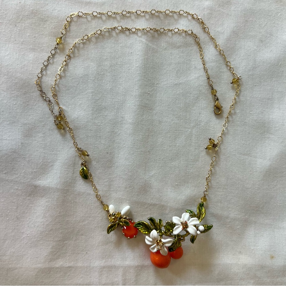 Enamel orange blossom necklace - Picture 6 of 6